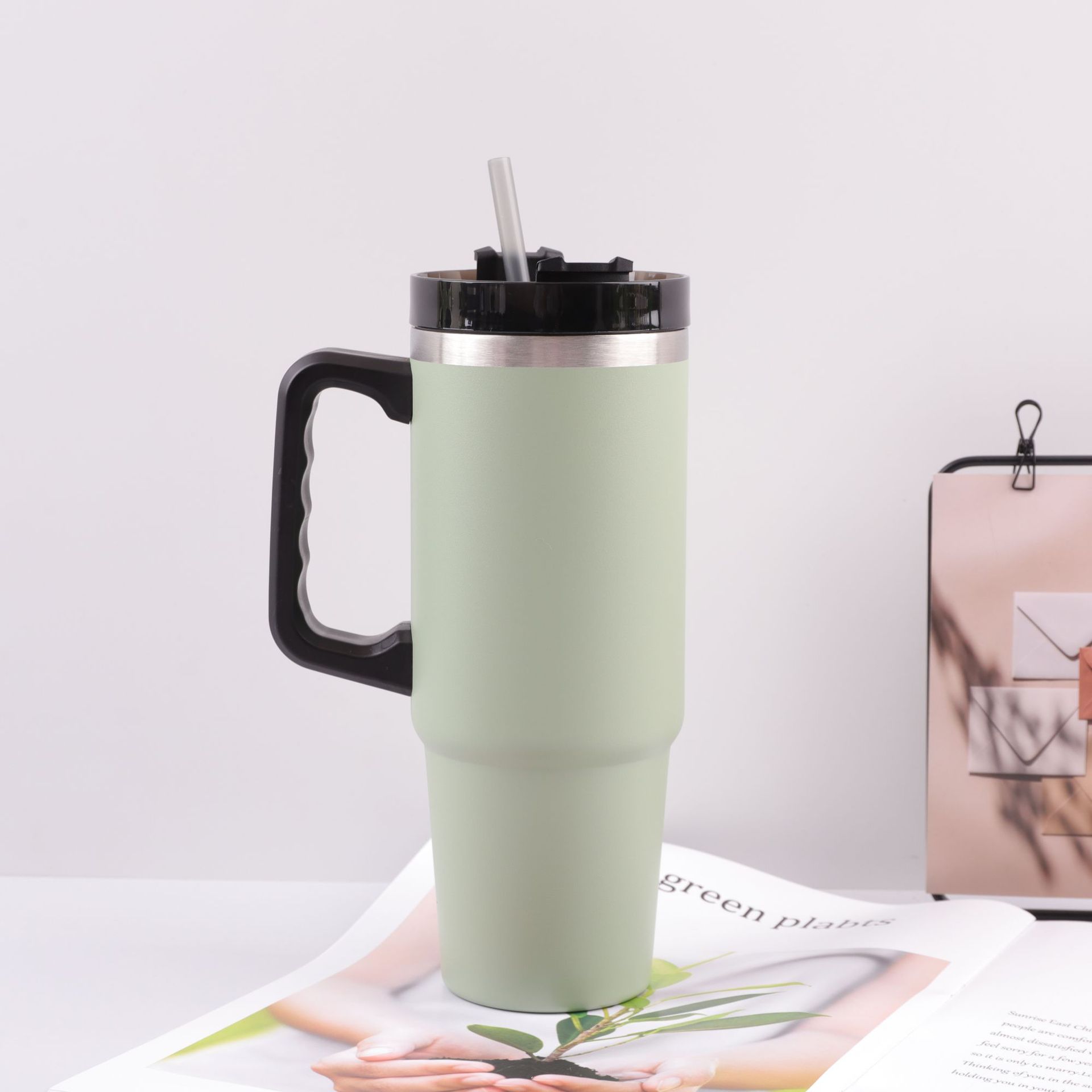 Transfronterizos 30oz mango taza de automóvil de acero inoxidable taza de aislamiento de alta capacidad taza de automóvil portátil al aire libre