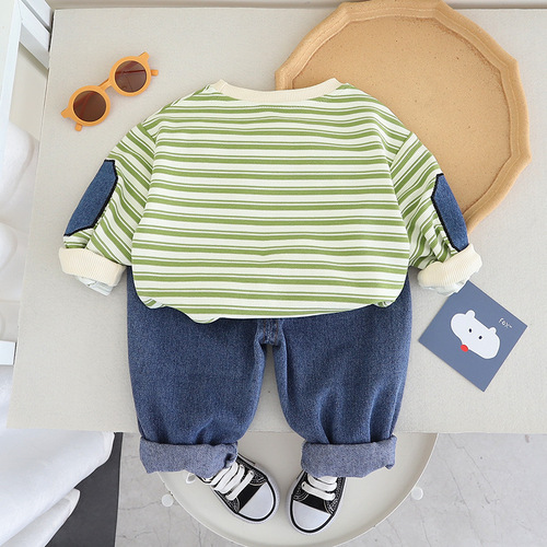 Baby boy round neck sweatshirt suit  new clothes children infant casual baby boy autumn suit