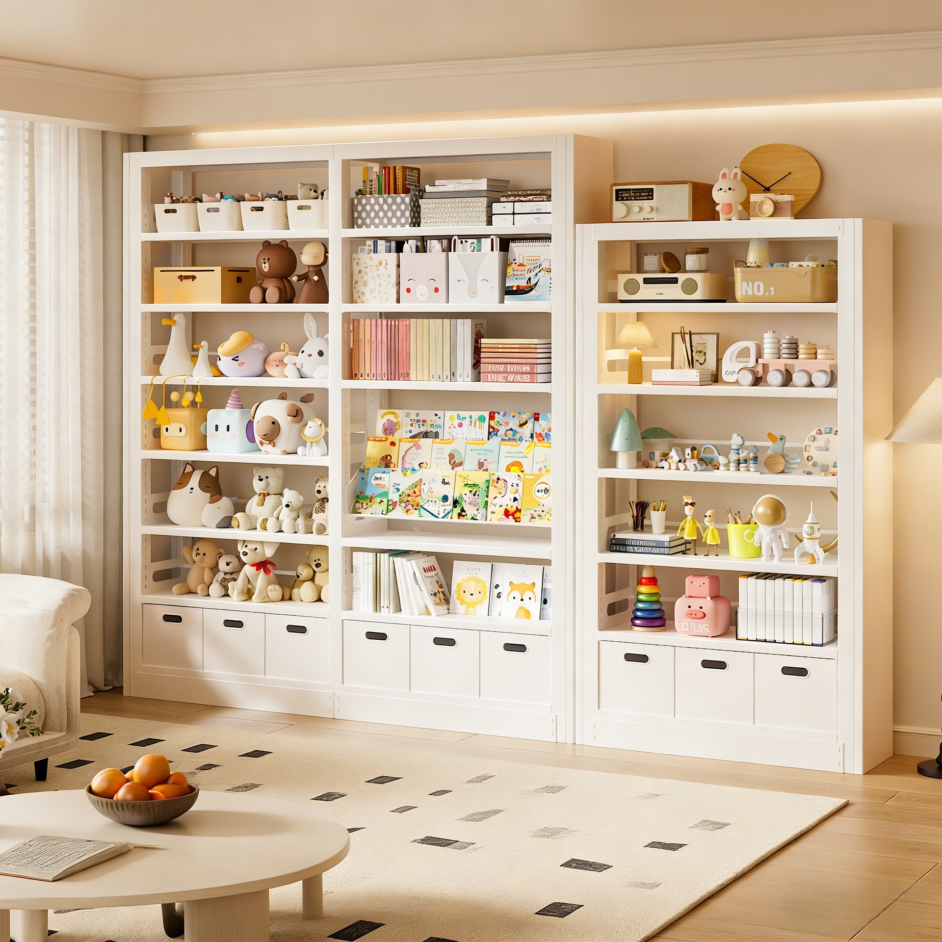 Steel Library Bookshelf Floor-Standing Storage Rack Household Simple Bookcase Floor-Standing Against the Wall Children's Picture Book Storage Shelf