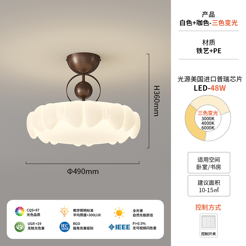 Diga lámpara de techo de dormitorio francés estudio de dormitorio de crema medieval diseño de lámpara de mariposa simple protección ocular de espectro completo