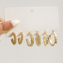 亚马逊跨境新款耳圈 冷淡风小麻花耳饰 ins风简约高级感耳圈3对