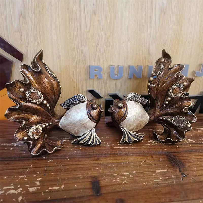 情侣对鱼摆件  创意家居 装饰品    新婚礼物 年年有鱼  树脂工艺