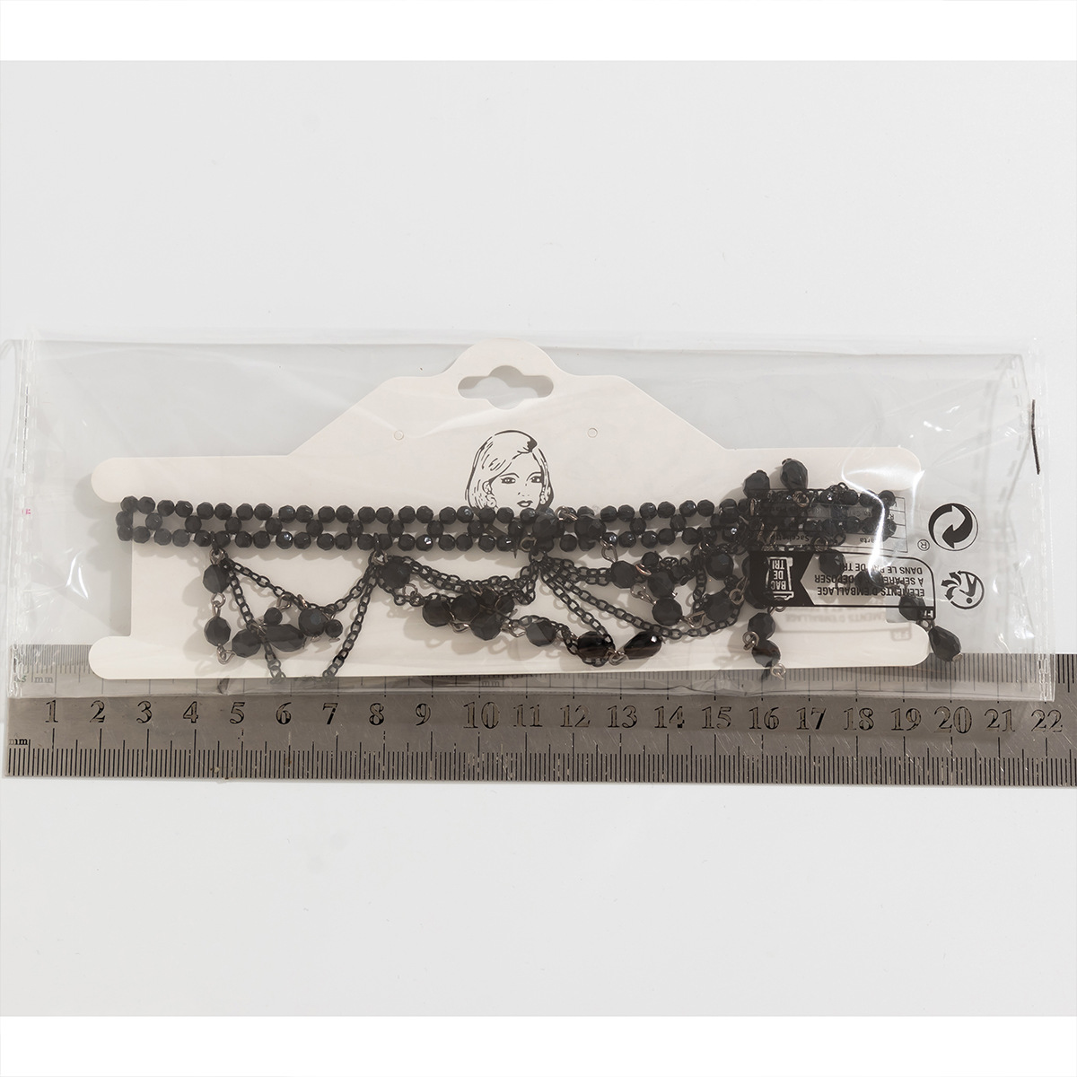 Girocollo goth con perline e frange a goccia di cristallo rosso_voghion.com