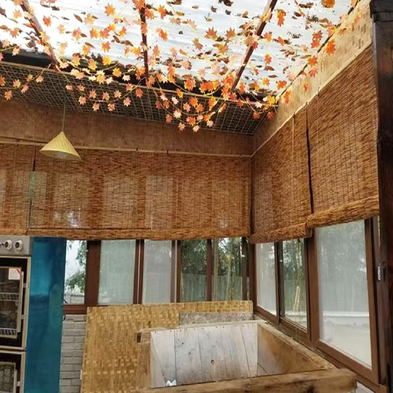 Adjustable roller blinds, reed-woven sunshade curtains, balcony sun protection door curtains, courtyard outdoor hanging curtains, breathable ceiling decoration