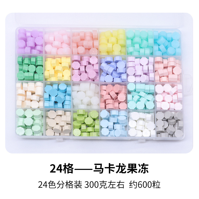 Fuego pintura cera grano traje de color mezclado 24 caja de cuadros de color ocho lados fuego pintura sellado cera fuego pintura sello cera grano fábrica al por mayor