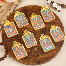 双鹿佛牌唐卡十二生肖本命守护神大日如来不动明王绿松石精美吊坠