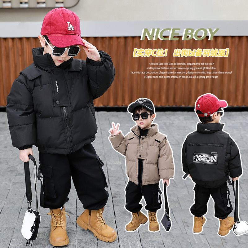 Children's light and thin velvet demi-season down jacket for boys