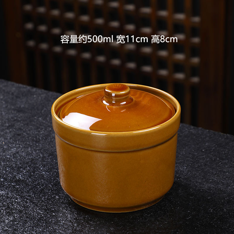 Taza de estofado de olla de barro guisada recta en agua, olla de estofado de una persona, olla de sopa con tapa, shaxian snack, nido de pájaro, olla de sopa hirviendo de cerámica