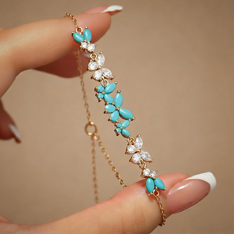 Live Broadcast of New Cross-Border Products: Exquisite Butterfly Zircon Flower Bracelet for Girls, Amazon Fashion Crystal Zircon Bracelet Live Broadcast of New Cross-Border Products: Exquisite Butterfly Zircon Flower Bracelet for Girls, Amazon Fashion Crystal Zircon Bracelet