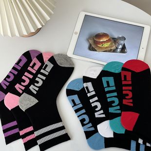 Zhongtong Socks Women's Summer Breathable Foot Letter Women's Socks Sweat-Absorbing Fashionable College-style Non-slip Stockings Women's Wholesale