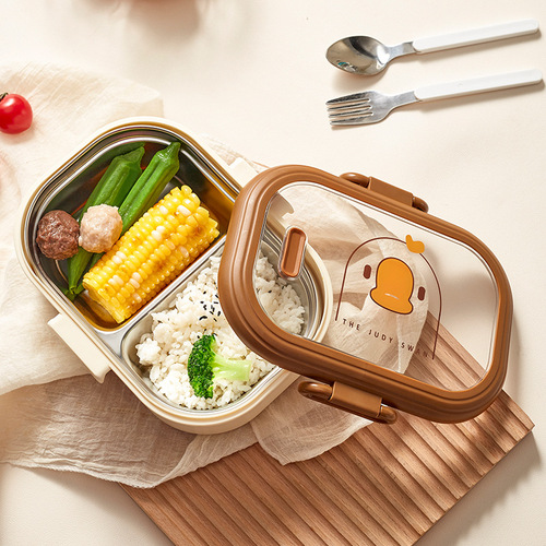 Stainless steel insulated lunch box, insulated bucket, microwave oven, cartoon children's special multi-grid lunch box with lid, food grade lunch box