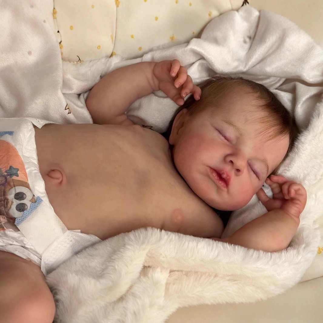 Muñeca bebé realista de 49 cm, LouLou, con piel 3D, cuerpo lavable, transfronteriza.