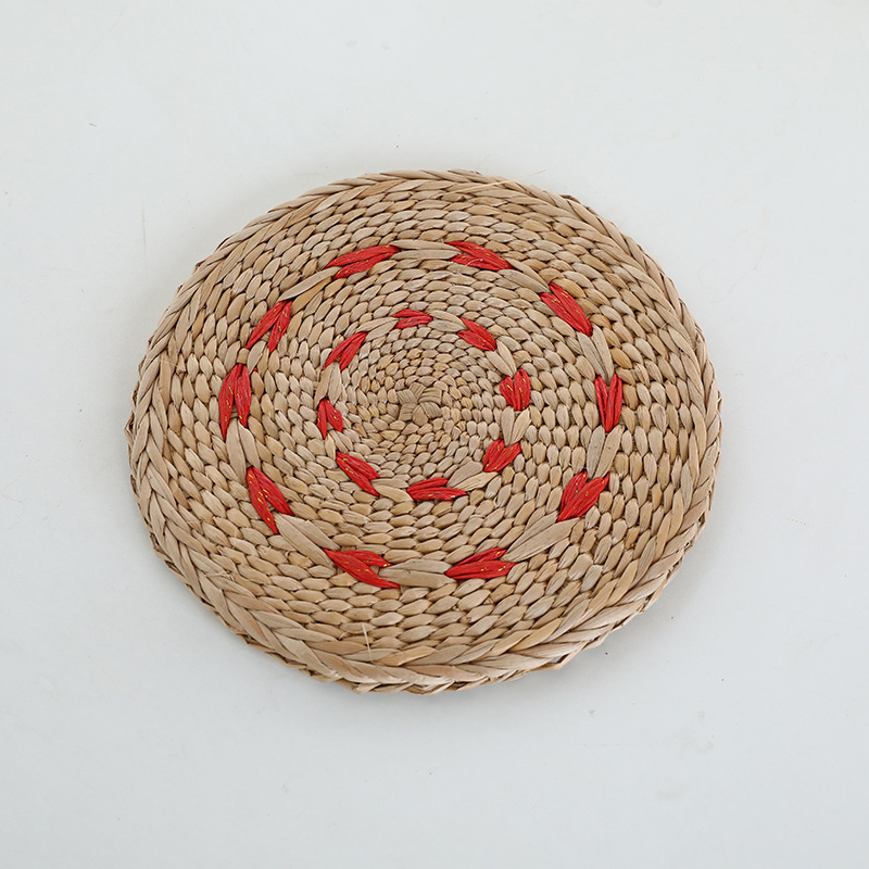 Picnic al aire libre espesado cattail tejido mantel aislamiento paja tejida hierba algodón hilo mantel nórdico hogar placemat