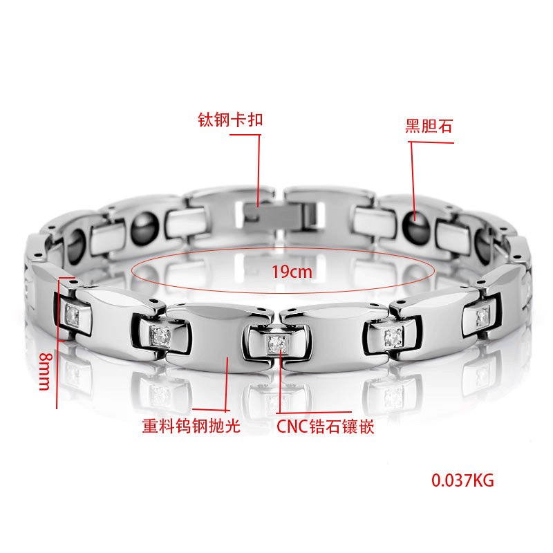 Pulsera de estilo coreano en stock al por mayor de acero de tungsteno con incrustaciones CNC ZIRCON par imán pulsera de San Valentín día pareja joyería