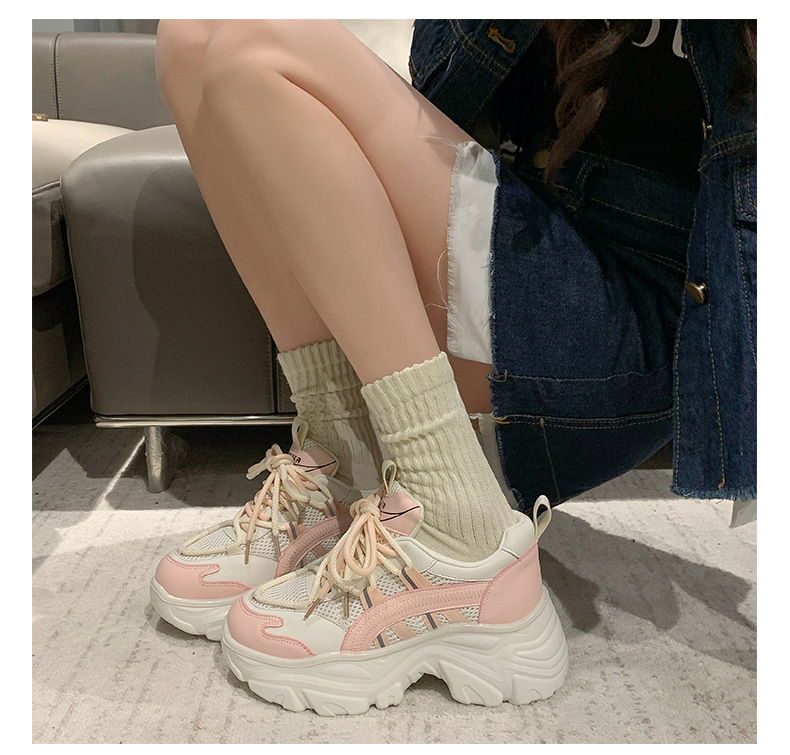 Scarpe da papà da donna 2024 nuova moda primaverile retrò piccole scarpe sportive con lacci alte con suola spessa_voghion.com