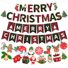 クロスボーダーヨーロッパとアメリカのメリークリスマスクリスマスパーティーラテアート吊り旗装飾クリスマスフラッグバナー
