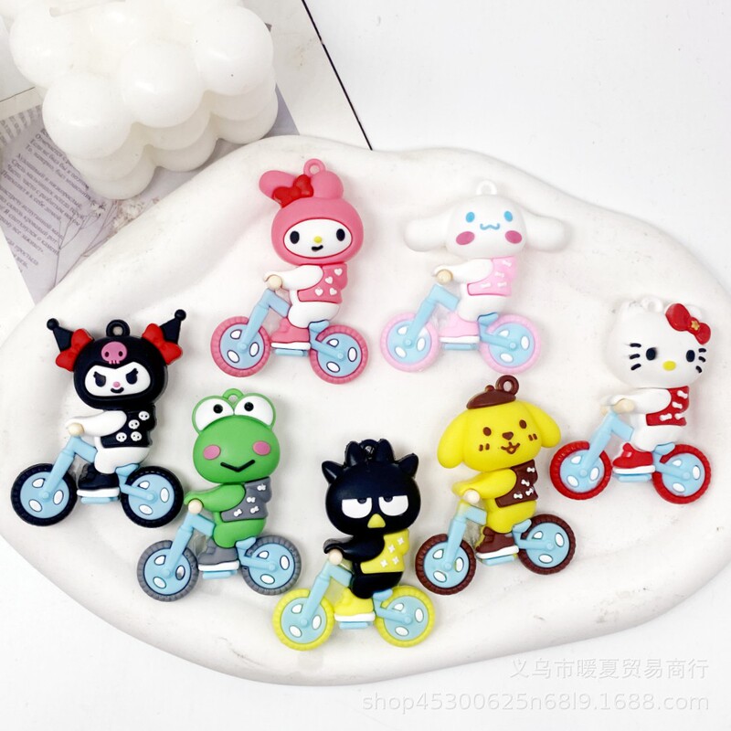 Cartoon cycling Sanrio keychain accessories bag pendant cream glue diy accessories small blind box wholesale