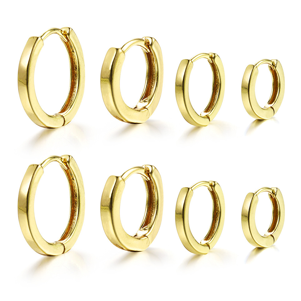 1 Set Simple Style Classic Style Solid Color Plating Copper Gold Plated Earrings display picture 2