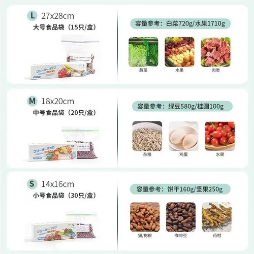 Double-layer Sealed Food-Grade Storage Bag, Thickened Household Refrigerator Storage, Freezing-Specific, Dividing & Sealing Self-Sealing Bag