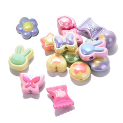 アクリルUVメッキ散珠蝶節愛ストレート穴ビーズブレスレットキーホルダーDIYアクセサリー部品