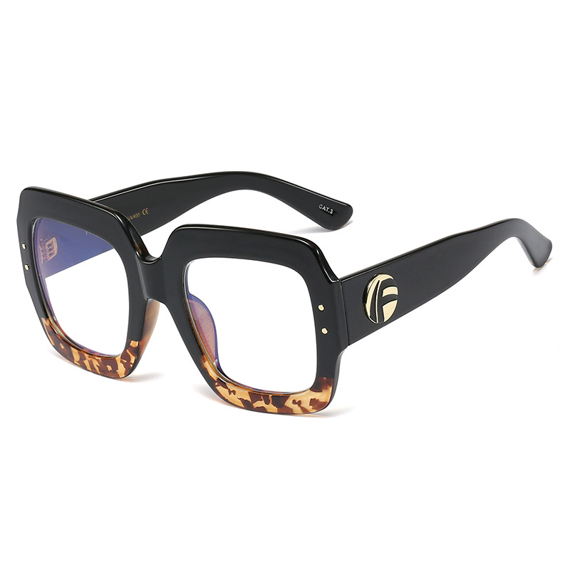 C2 superior inferior negro estampado de leopardo/luz anti-azul