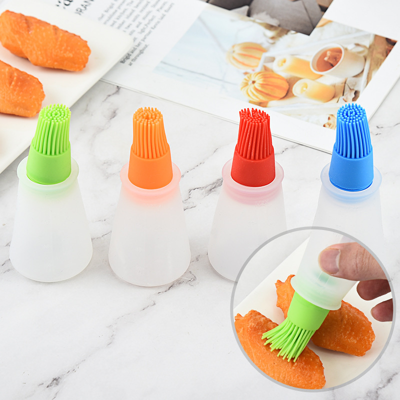 Direct Selling Silicone Oil Bottle Brush BBQ Brush Kitchen Small Tool BBQ Seasoning Brush with Cover Silicone Oil Bottle Brush