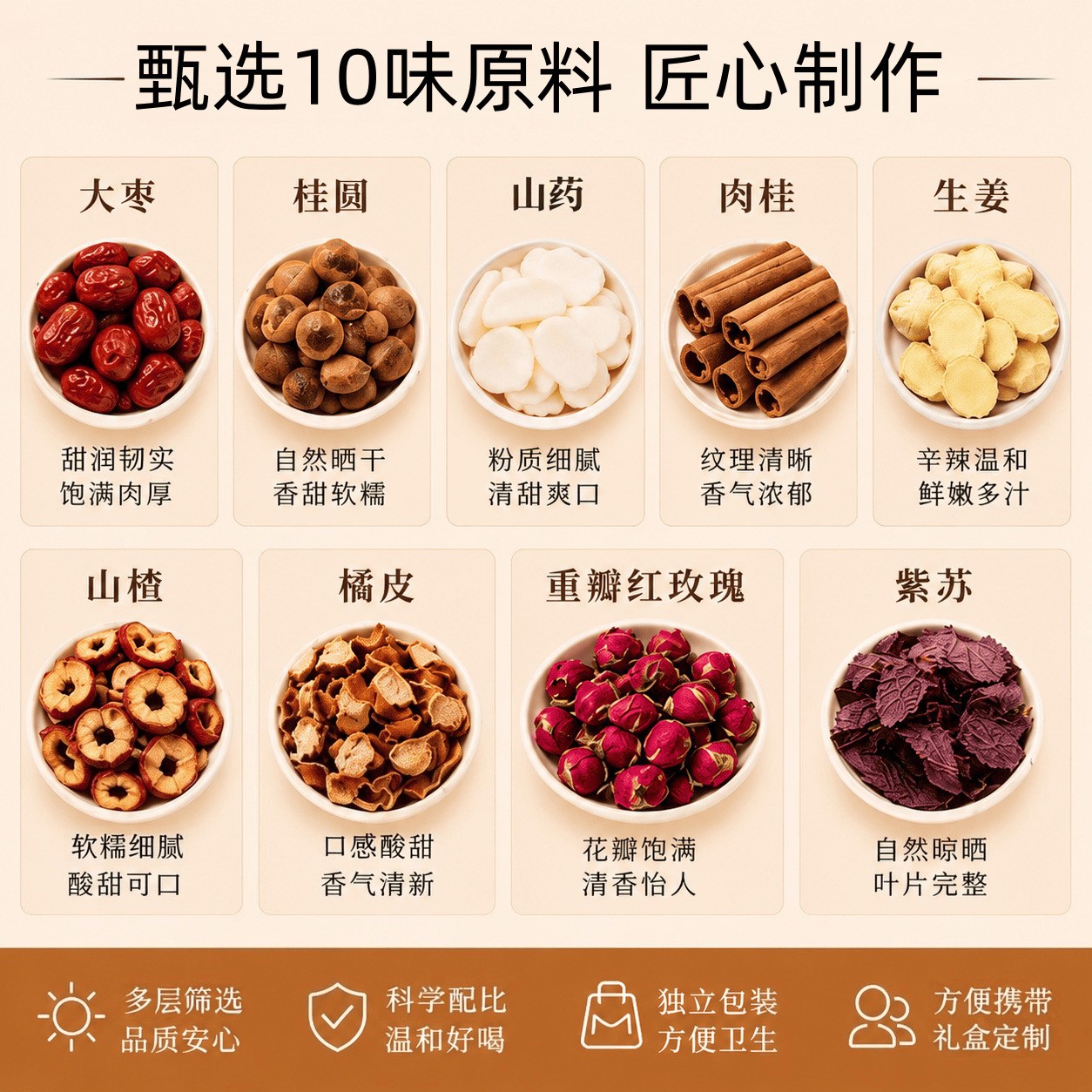 Chinese Yam Hawthorn Cinnamon Tea Shan Yao Shan Zha Rou Gui Blend 330g Daily Herbal Infusion in use