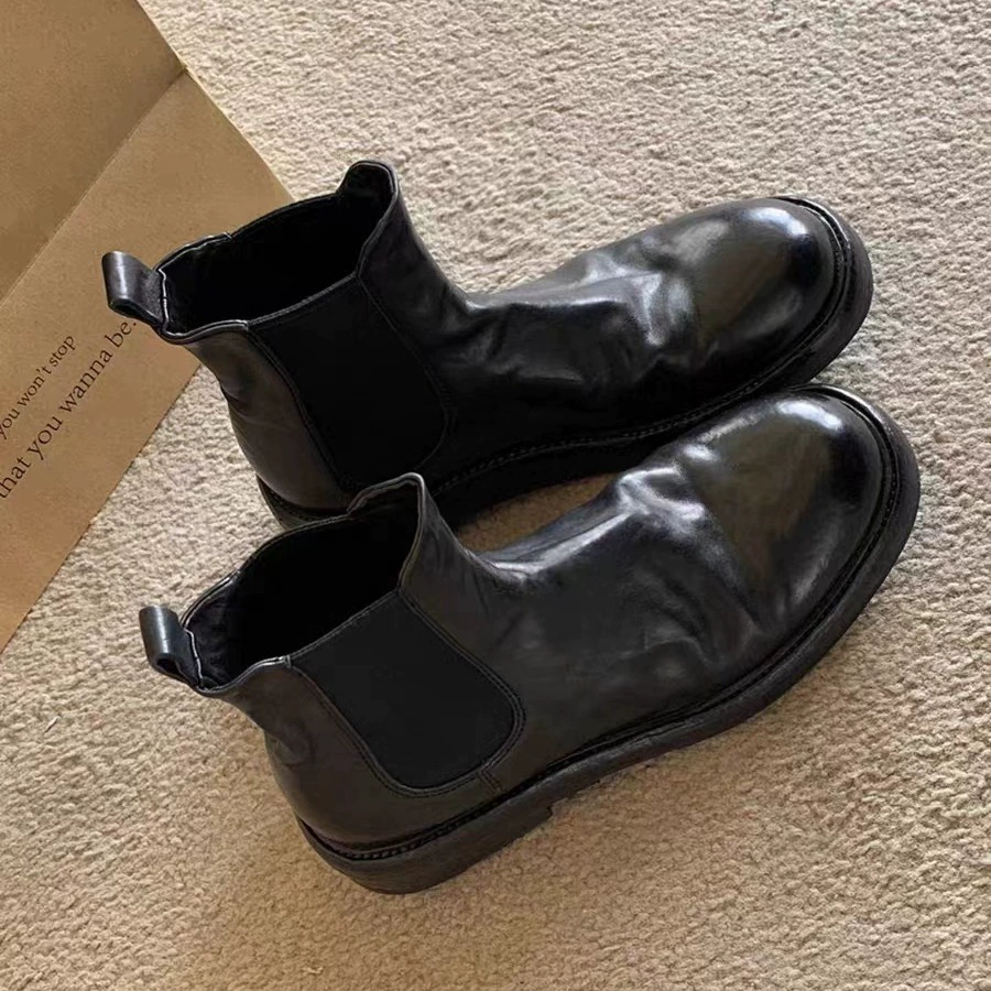 Новые модные женские ботинки челси на массивной платформе с плиссировкой из состаренной кожи, на резинке, в наличии