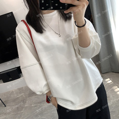 明線灯籠袖tシャツ2025春夏新商品ゆるい百合は痩せた丸首の純色ゆるい五分袖te女