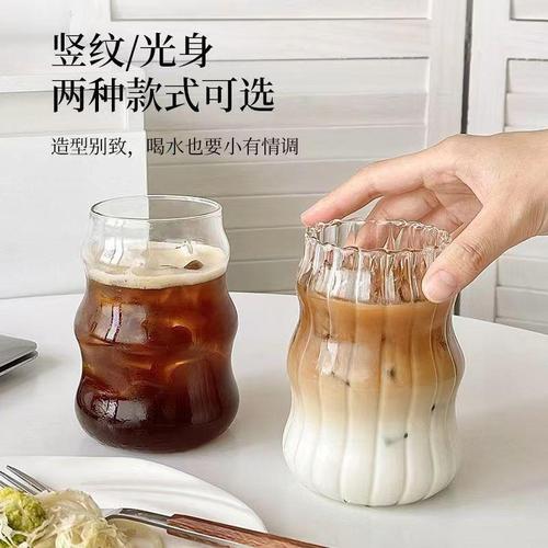 Cloud Cup Coffee Glass Cup with Straw Borosilicate Juice Cup Spiral Cup Plump Cold Drink Cup Milk Tea Cup
