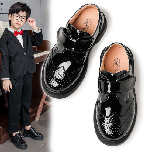 Children's shoes, boys' leather shoes, spring and autumn  new Korean style British black soft bottom primary school students' campus performance shoes