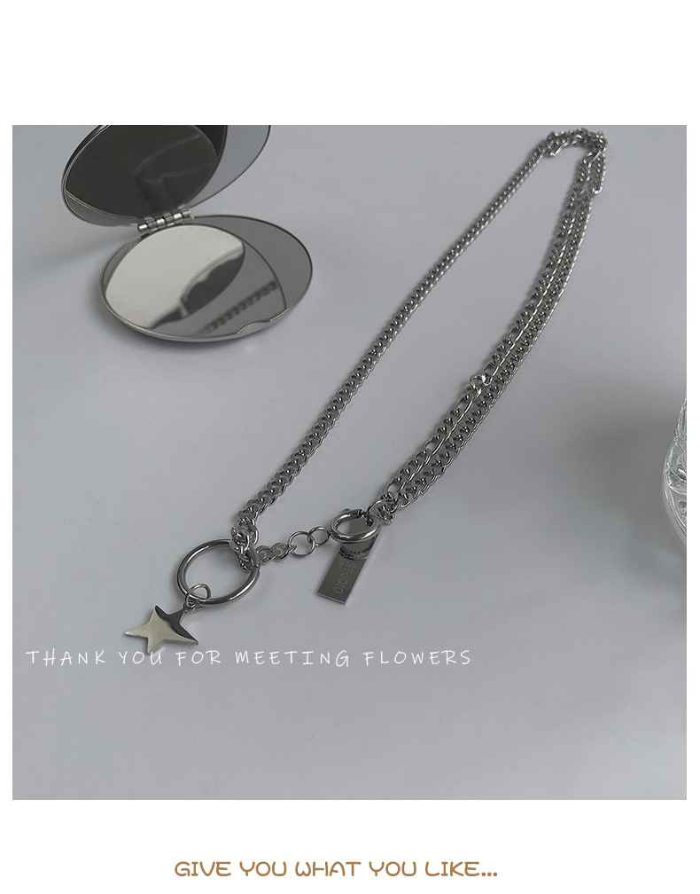 Hip-hop Pentagram Titanium Steel Plating Men's Layered Necklaces display picture 1