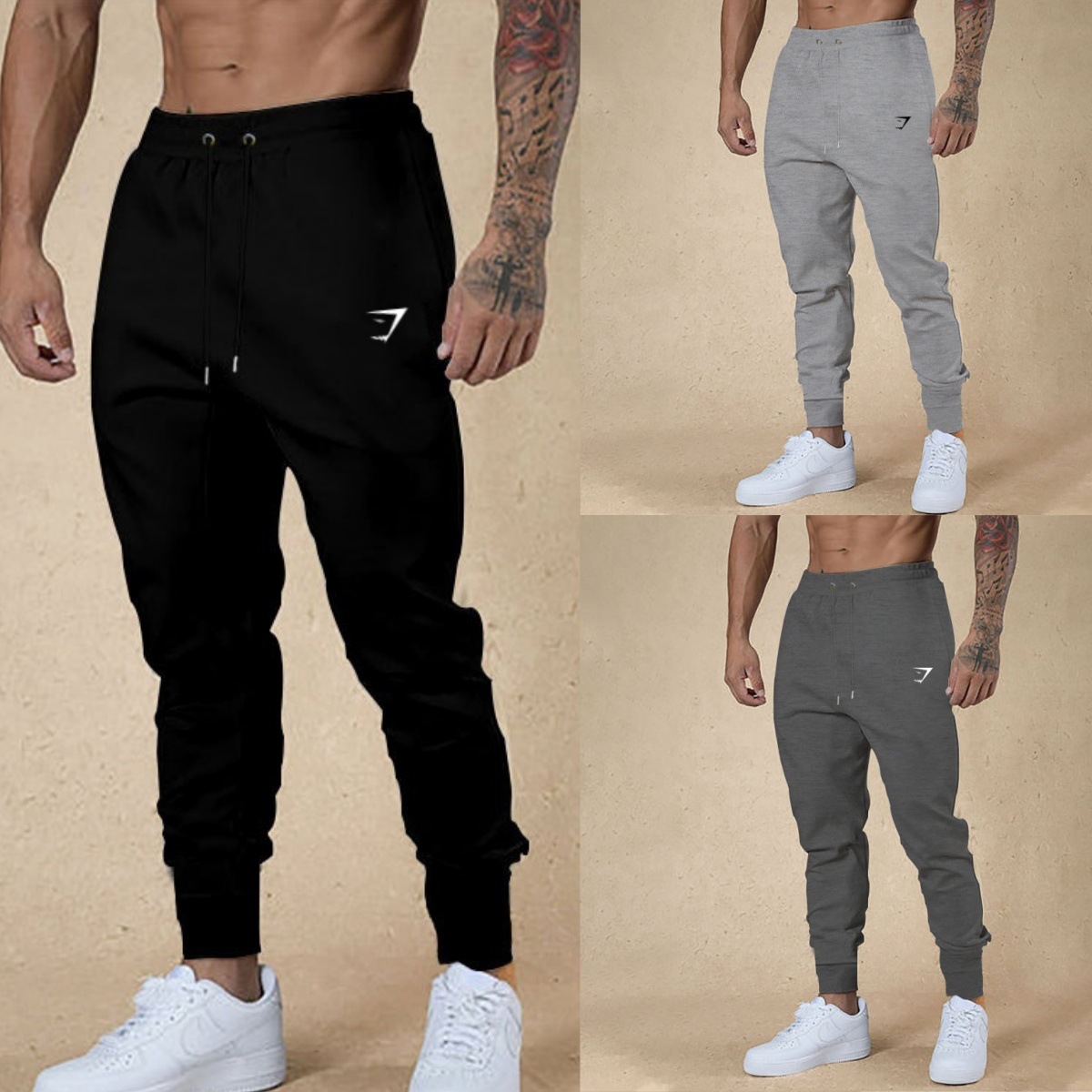 Cross-Border New European and American Muscle Fitness Sports Pants Men's Running Versatile Loose Casual Training Leggings Pants Tk