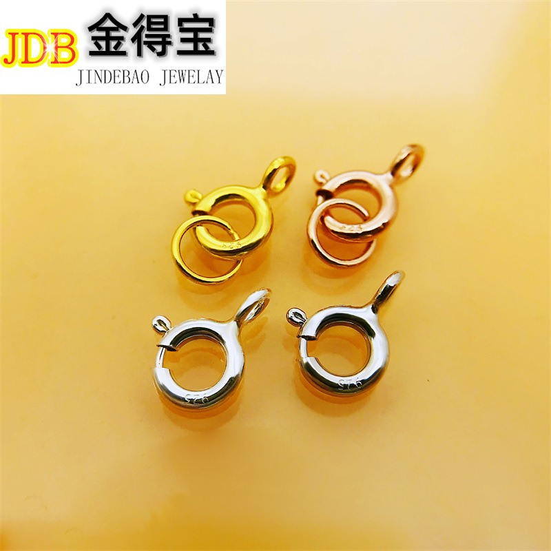 S925 Sterling Silver Pearl Necklace Buckle Head DIY Accessories Bracelet Buckle Connector Spring Buckle Round Lock Buckle Wholesale