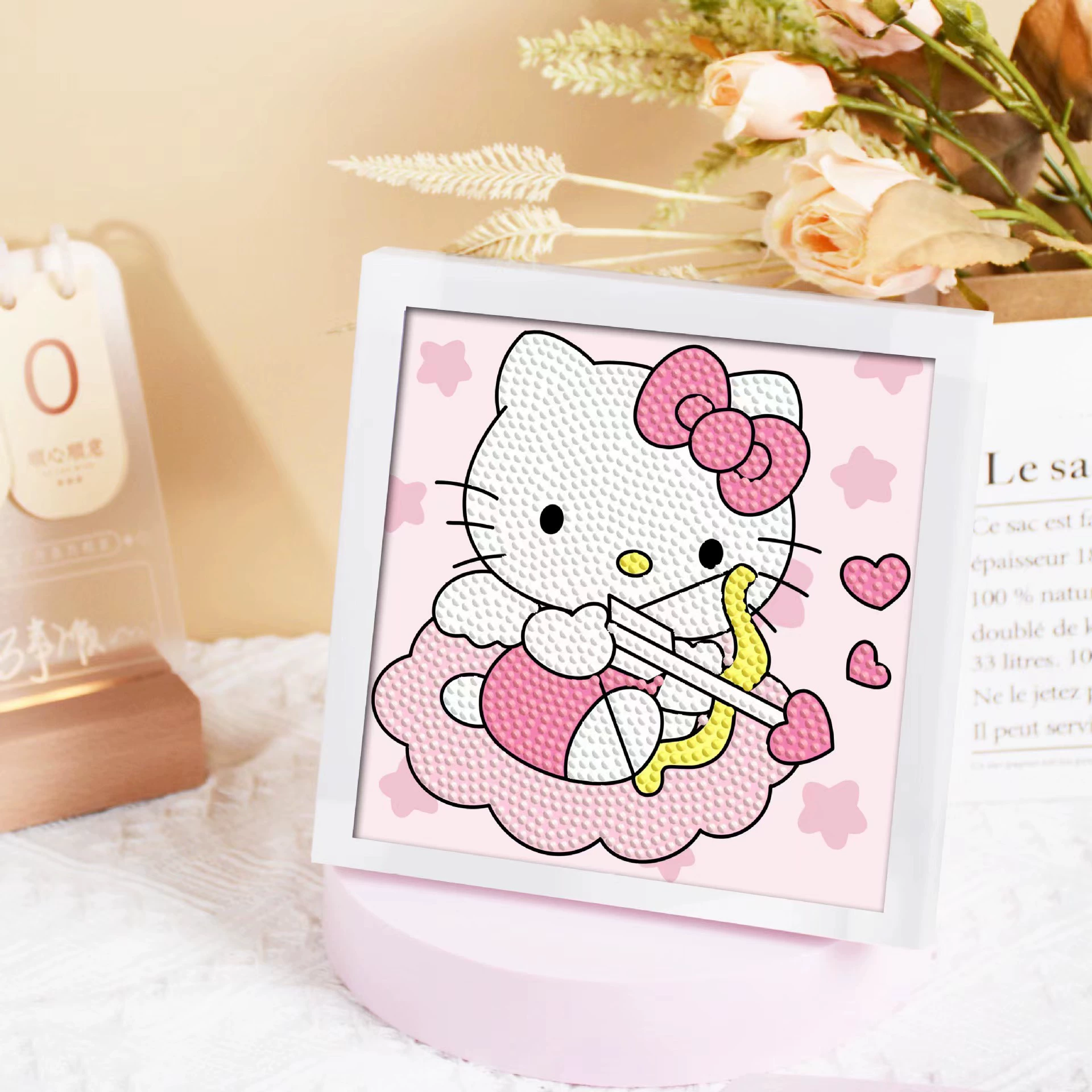 Кристальная вышивка DIY (Kuromi & KT Cat) 17×17 см фоторамка, набор наклеек в стиле мультфильма с полным заполнением