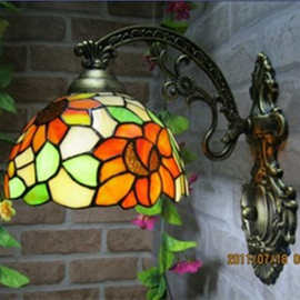 一件代发led太阳花创意壁灯走廊玻璃蒂凡尼壁灯过道单头墙壁灯