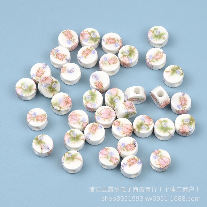 Flores de cerámica oblata esmalte de color decal de cerámica flores de estilo chino hechas a mano DIY collares pulseras pendientes accesorios