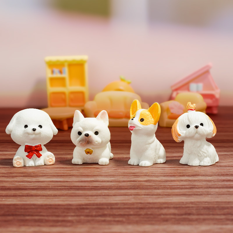 Muñeca de dibujos animados cachorro animal muñeca micro paisaje resina decoración de escritorio coche accesorios de artesanía