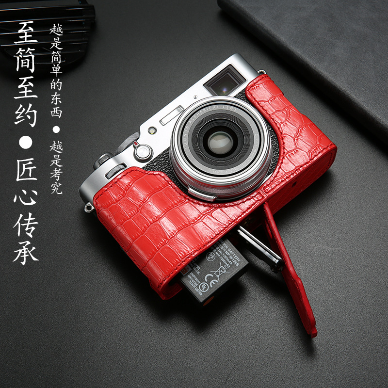 (2개) 후지 X100F 카메라 가방 X100V 가죽 케이스 X100V 가죽 카메라 보호 케이스 하프 셋베이스 오프닝