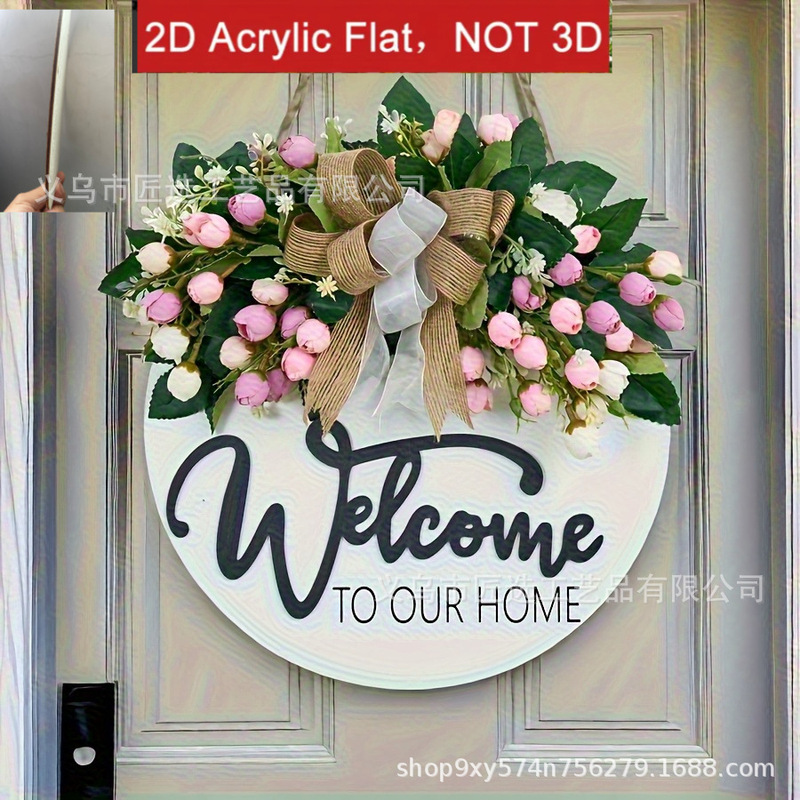 Cross-Border Best-Selling Round Floral Wreath Welcome Wooden Sign Wooden Hanging Door Sign Front Door Sign Decoration Cross-Border Best-Selling Round Floral Wreath Welcome Wooden Sign Wooden Hanging Door Sign Front Door Sign Decoration