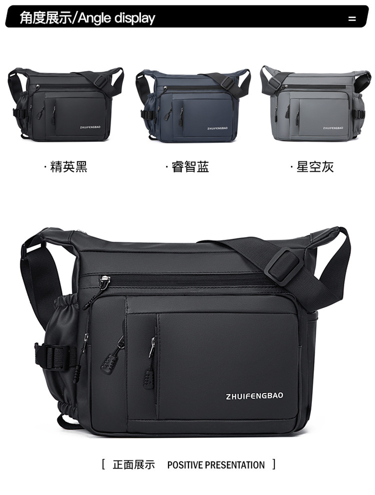 Large-capacity multi-layer men's bag with zipper, fashionable water-resistant crossbody bag, business small backpack, lightweight travel single-shoulder bag Application Scenario