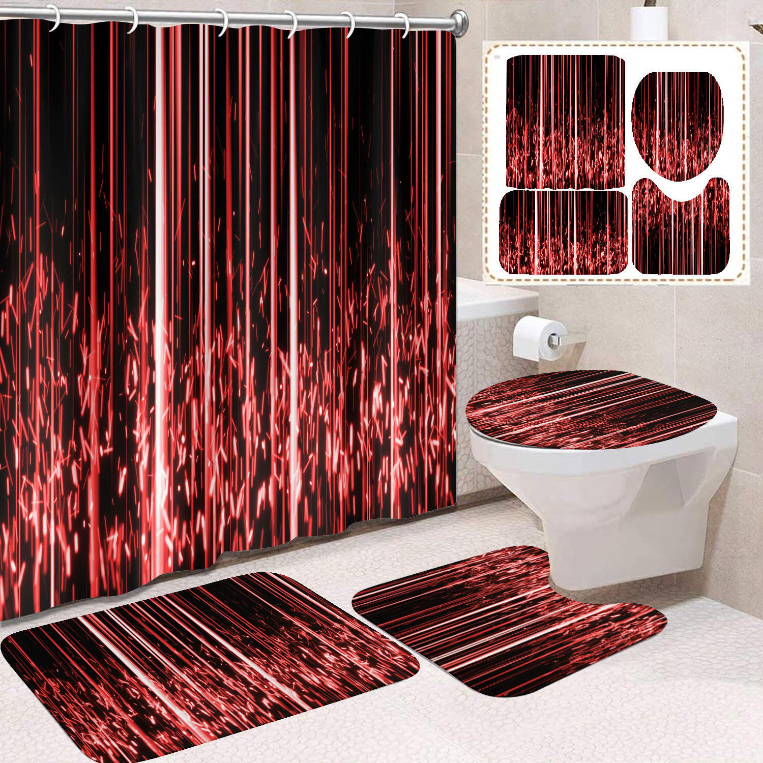 Transfronterizo Amazon cortina de ducha de color degradado cortina de baño letra patrón de mariposa cortina de ducha impermeable y a prueba de moho image 7