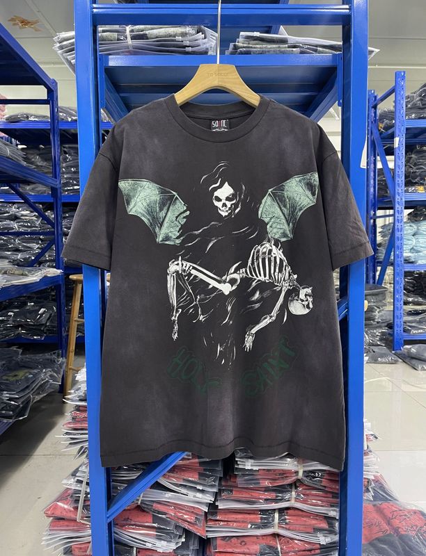 高品質 SAINT MICHAEL ICON ウォッシュ加工 オールド半袖 アメカジ レトロ プリント カップル Tシャツ 男女兼用|undefined