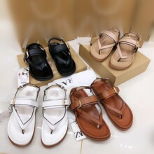 ZA家欧美出口外贸纯色人字凉鞋外穿简约百搭圆头厚底拖鞋slippers