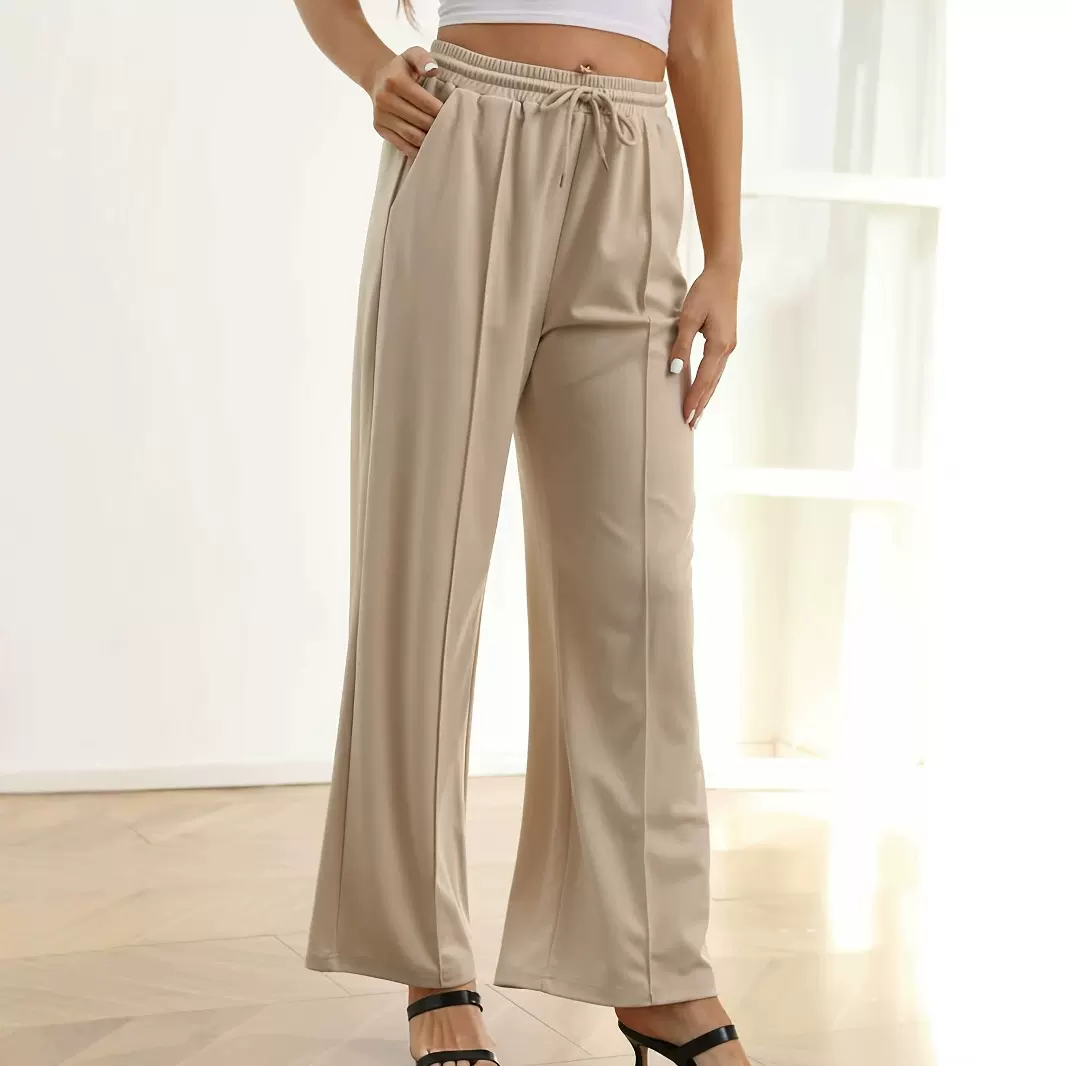 亚马逊·跨境欧美外贸秋季新款简约休闲气质通勤宽松垂感裤子