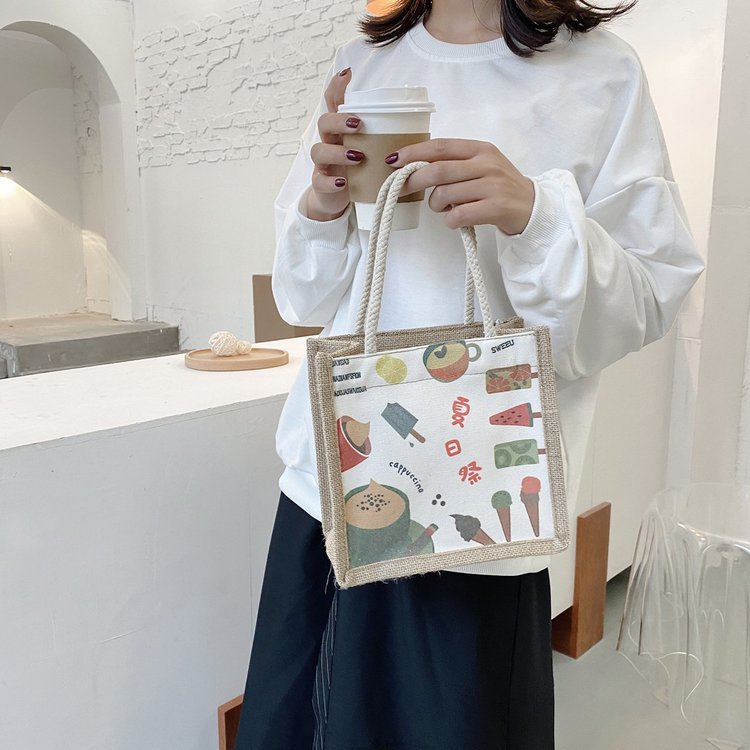 A new 2024 Korean-style cotton, linen and canvas woven small bag for women, simple, fashionable and casual college student handbag undefined