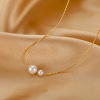 Fashionable necklace from pearl, universal chain for key bag , simple and elegant design, 925 sample silver, 2022