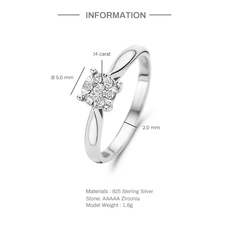 Sterling Silber Elegant Einfacher Stil Geometrisch Überzug Inlay Zirkon Ringe display picture 5