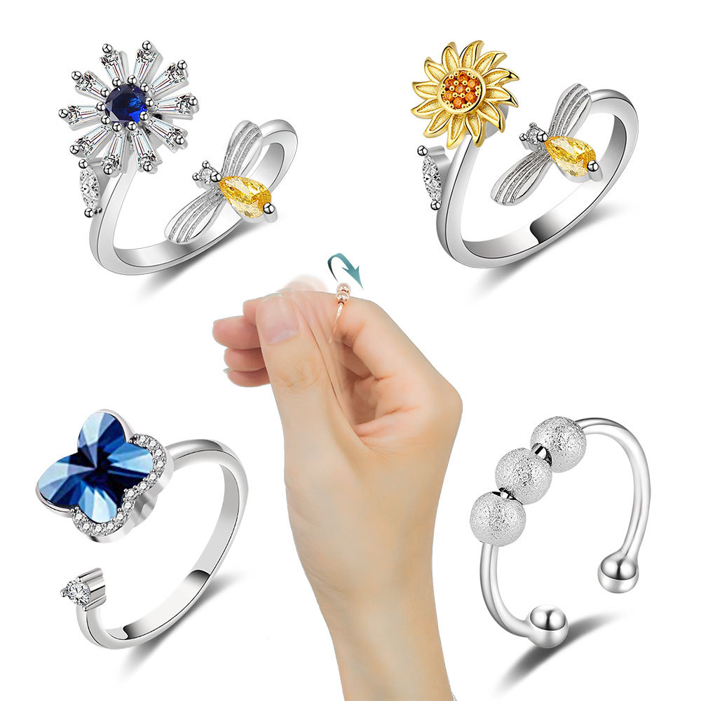 1 Piece Lady Flower Copper Plating Zircon Womenu0027S Open Ring