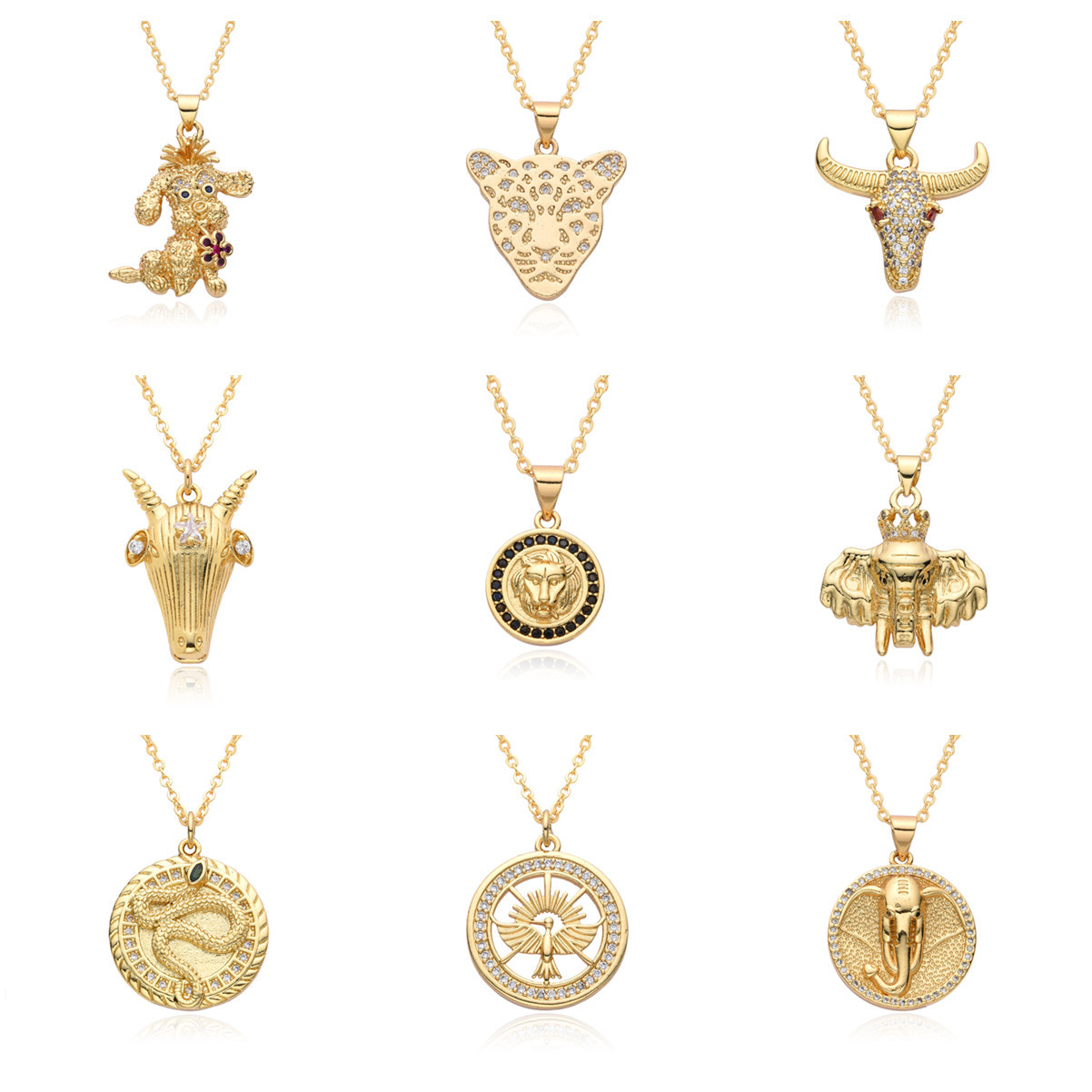 2023 Amazon new micro inlaid zircon goat head hipster personality animal head pendant necklace